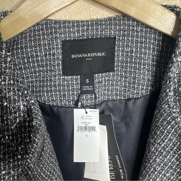 Banana Republic Blazer Women's Small Metallic Tweed Jacket Lined Gray Silver - Picture 3 of 8